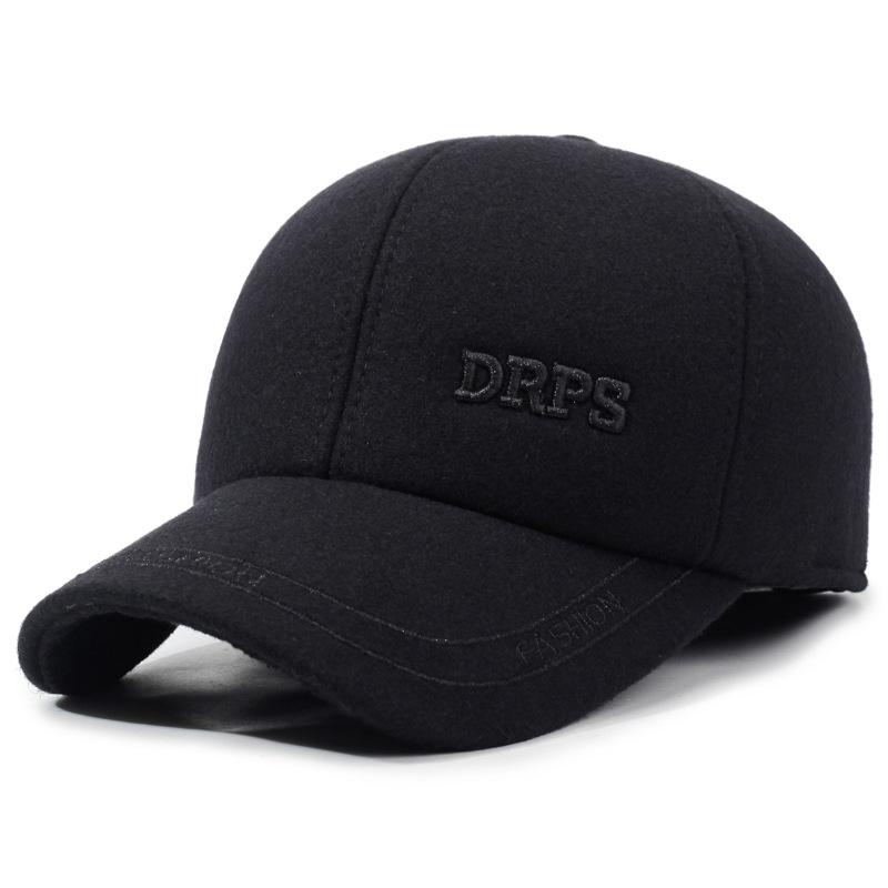 Large Cotton Peaked Cap Thickenedmen Cold-proof Peaked Cap Middle-aged and Elderly Woolen Heattech Back-sealed Ear Protection Cotton Cap
