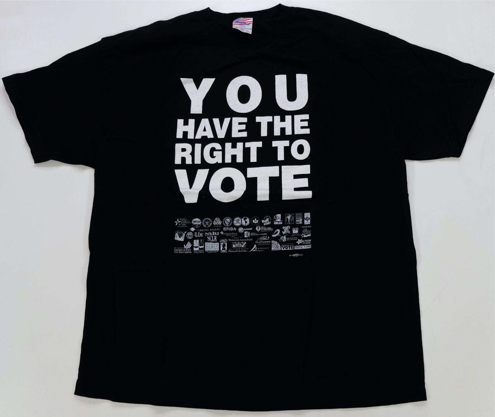 Rare VTG You Have The Right To Vote Election Protection T Shirt 90s Black SZ 2XL XXXL