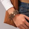 Acrylic Smudged Leopard Print Splicing Bangles for Women Personalized Fashion Gold Color Bracelet Exaggerated Style Hand Jewelry