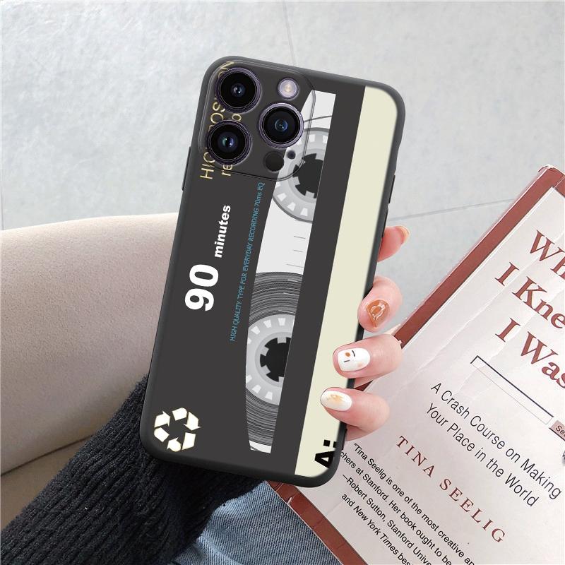 Módní, vtipná, měkká pouzdra na telefon s retro vzorem pro iPhone 15 Pro 6 14 XS 13 Max XR 12 Mini 7 Plus X SE 8 11 TPU nárazuvzdorný černý kryt