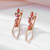 1 Paar Luxus Rot Zirkon Lange Ohrringe Gold Farbe Baumeln Ohrringe für Frauen Braut Hochzeit Edlen Schmuck
