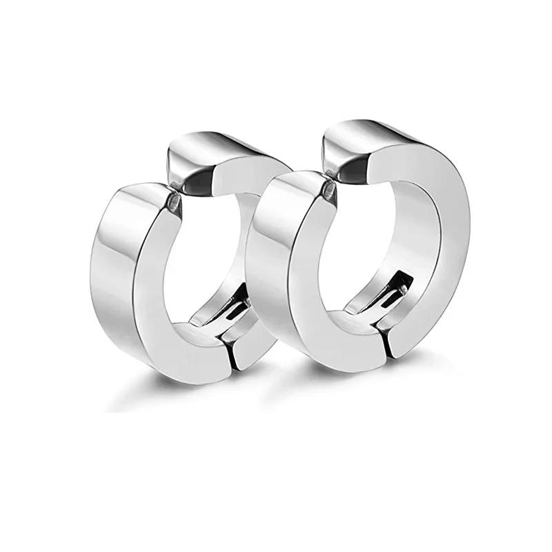 1 Pairs Magnetic Ear Clip Set Men and Women Stainless Steel Ring Cross Non-Perforated Fake Gauge Earrings Jewelry Gift