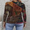 Ladies' Bohemian Floral Print T-Shirt Round Neck Long Sleeve Casual Top, Opaque And Machine Washable, Suitable for Spring