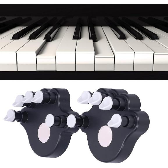 2Pcs Piano Finger Trainers ABS and Silicone Hand Grip Exerciser Piano Correctors Orthotic Tools for Strength Training(black)