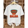 European sizes  Men's T-shirt with Fun Printed Bowl of Salsa Sauce Design and "SALSA" Text, Featuring a Crew Neck and Short Sleeves