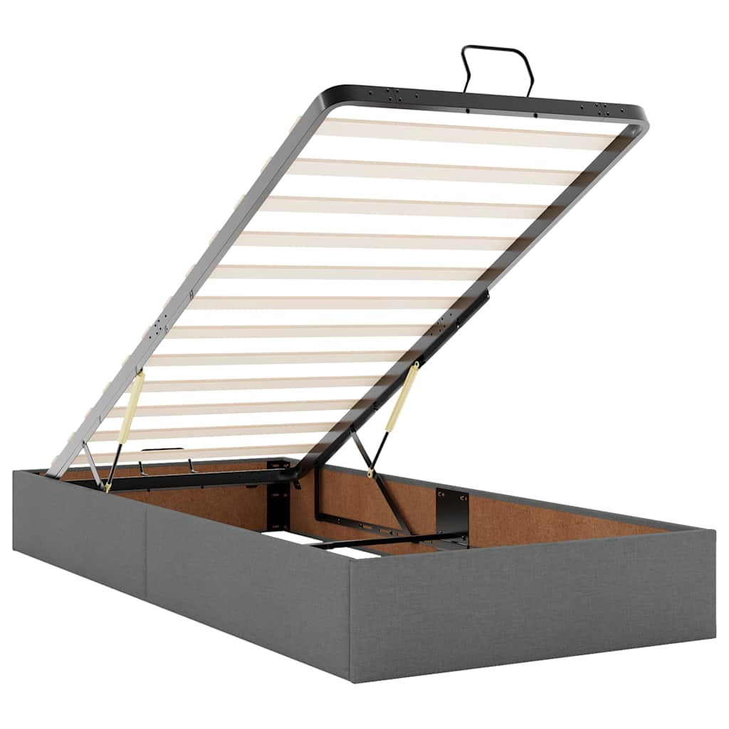 Ottoman Bed Without Mattress Dark Grey 90x190 Cm Fabric