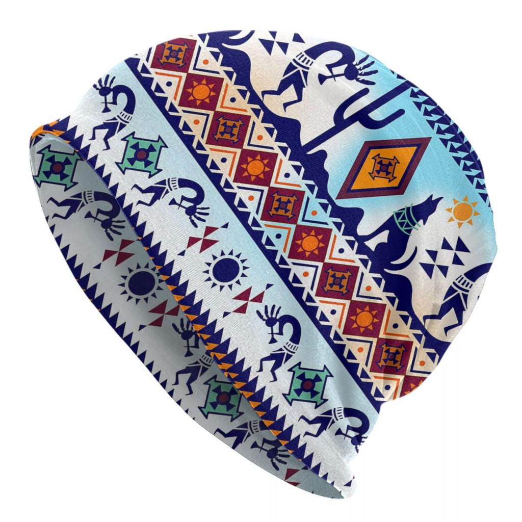 Custom Southwest Tribal Native American Kokopelli Skullies Beanies Caps Streetwear Winter Warm Knit Hat Adult Unisex Bonnet Hats
