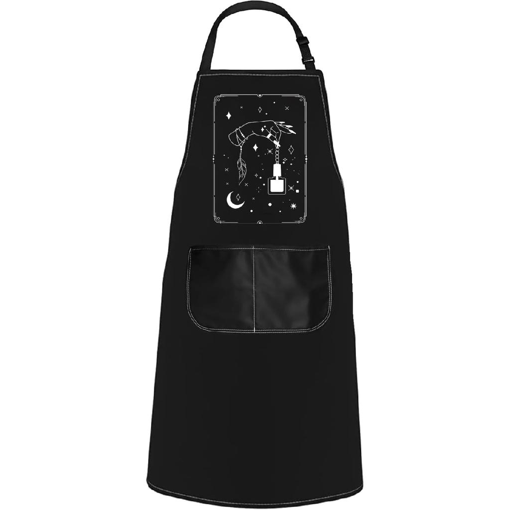 POFULL Nail Tech Supplies Bib Apron With Pockets - Stylist Gift for Nail Salon
