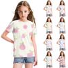 Cute Floral Print Loose Casual Fashion Round Neck Short-Sleeved Top For Children