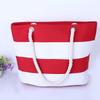 Borsa a Spalla in Corda di Canapa e Tela Super Minimalista Versatile - Ecologica, Design a Strisce da Spiaggia Patchwork