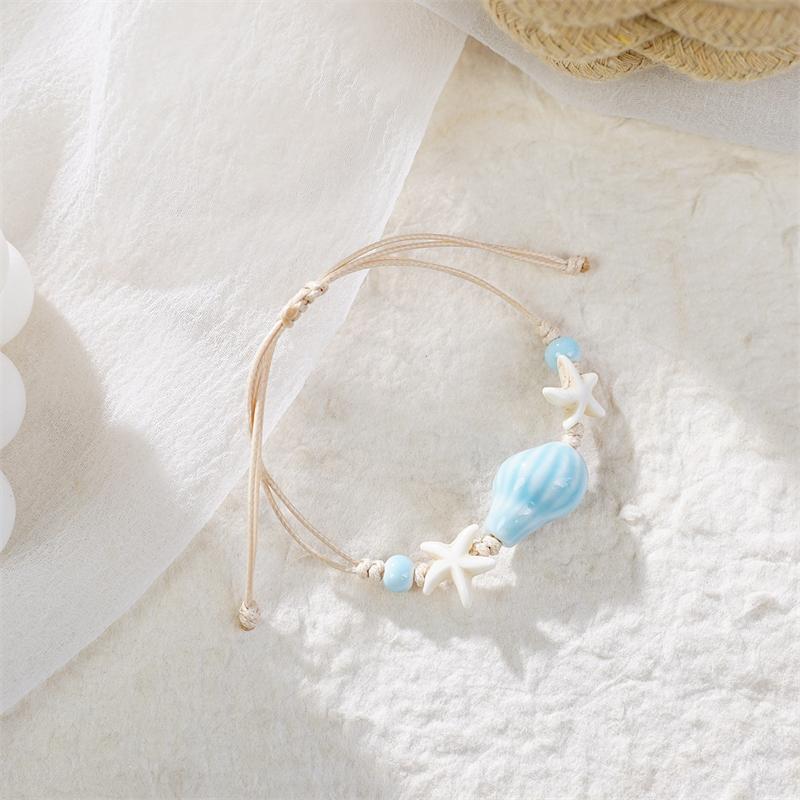 Bohemia Sea Turtle Bracelet For Women Starfish Seahorse Shell Pearl Adjustable Metal Chain Summer Beach Party Vacation Jewelry