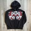 Bluza z kapturem Y2K z nadrukiem czaszki, z długim rękawem, oversize, zapinana na zamek błyskawiczny, Streetwear, Unisex, Codzienny Top