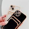 Luxus Goldbeschichtung Kartenfach Handyhülle für iPhone 13 12 11 Pro Max XR XS Max X 7 8 Plus Brieftasche Weiche Silikon Stoßfeste Hülle
