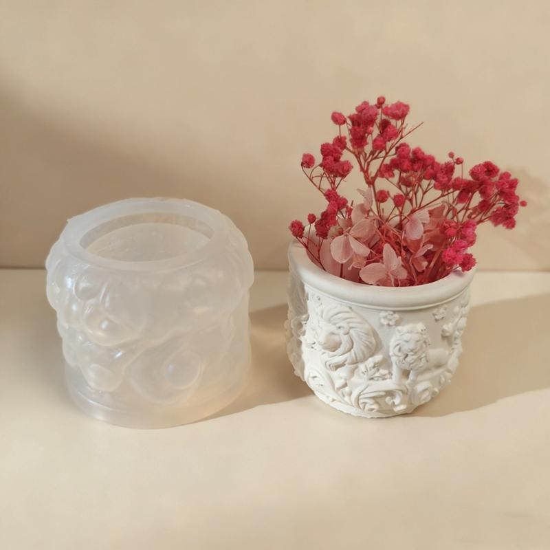 High Quality Silicone Mold Lions Embossed Design For DIY Candle Making Resin Projects Smooth Finishes Artistic Home Decors