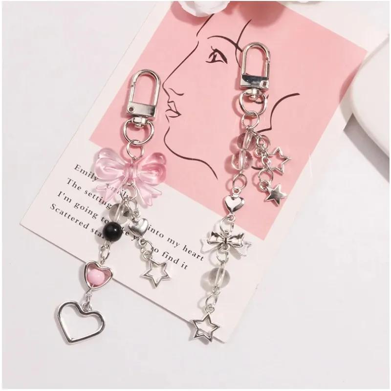 Kawaii Cute Y2K Phone Strap Charm Bow Heart Star Keychain Pendant Key Chain Bag Phone Chain Accessory For key All Phone Case
