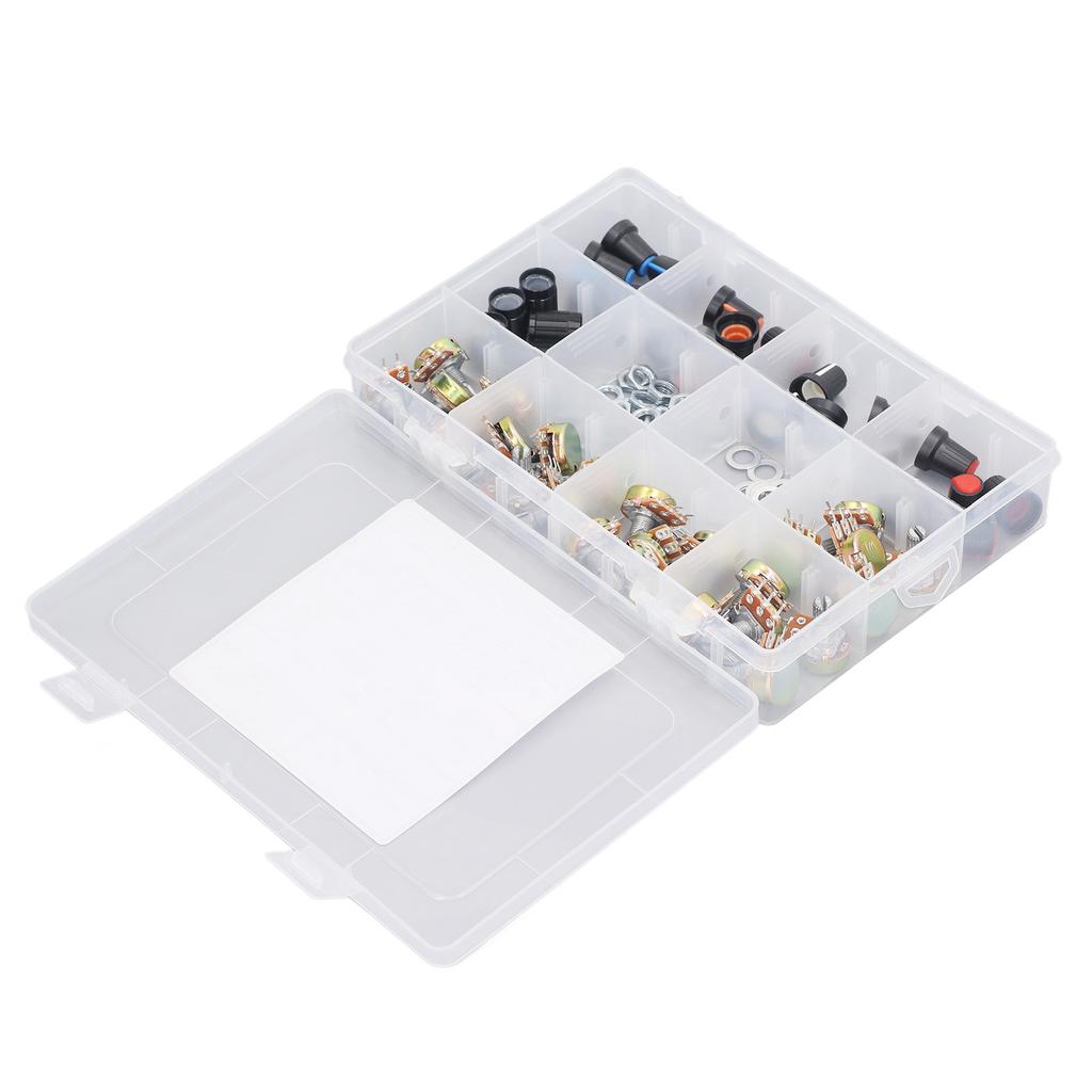 75Pcs Potentiometer Assortment Kit B5K B10K B20K B50K B100K Linear Rotary Taper Ohm Potentiometer