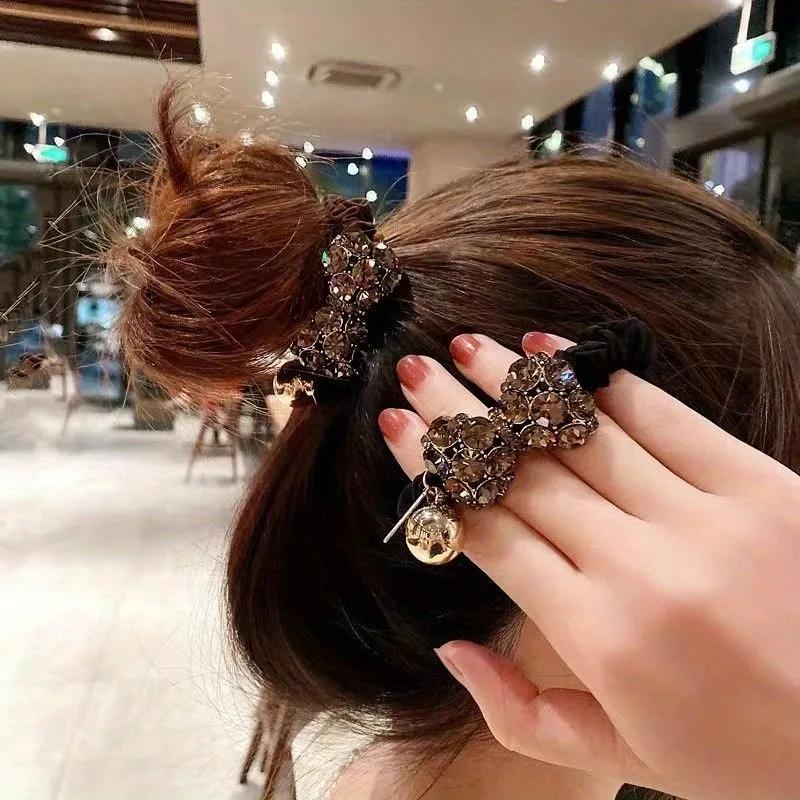 1PCS Bold and Durable Hair Ties with Beautiful Flowers- High Elastic Hair Bands for Women Elegant Ponytail Hair Rope Holders