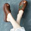 Thick-soled Soft Leather Slippers Women's 2025 New Breathable Summer Fish Mouth Handmade Flowers Retro Ethnic Style Hollow Sandals
