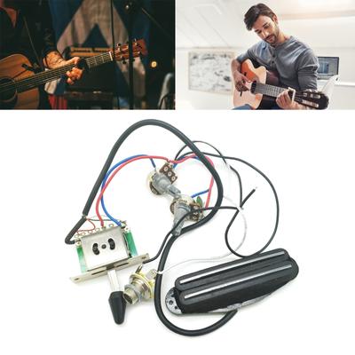 Vorverdrahtete Gitarren-Schallloch-Doppelschienen-Single-Coil-Tonabnehmer-Kabelbaum-Sets für elektrische Zigarrenkistengitarren-Teile-DIY-Kits