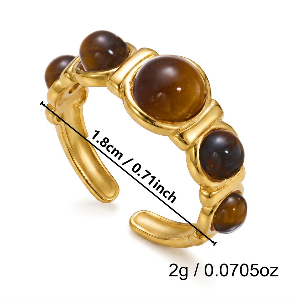 French Vintage Elegant Pearl Ring for Women Stainless Steel Gold Hollow Wire Wrapped Multi Band Chunky Statement Jewelry