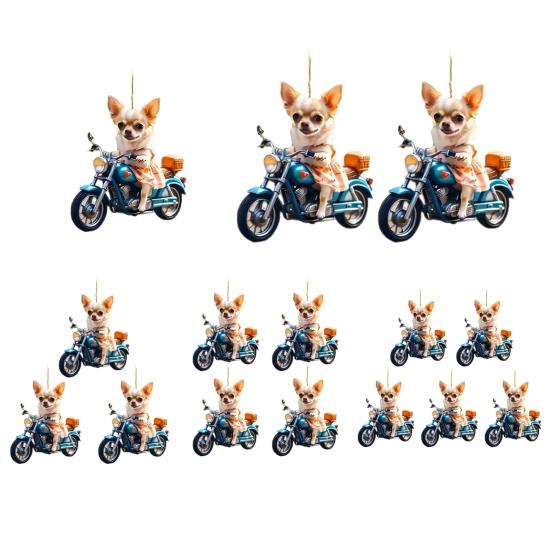 Cycling Dog Car Pendant 2D Acrylic Rearview Mirror Charm Fun Themed Hanging Ornament Dog Lover Gifts