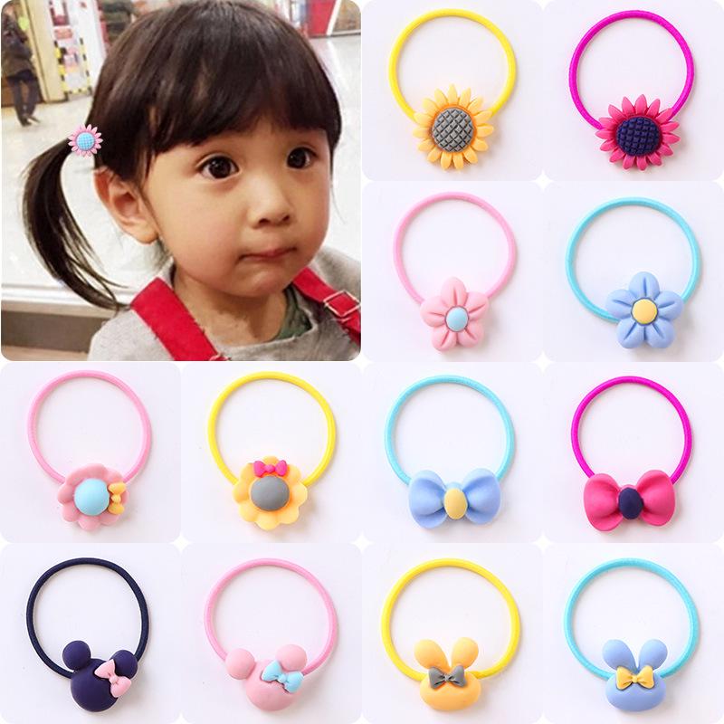 Kleines Mädchen Mädchen Koreanische Kinder Gummiband Haarband Hohes elastisches Kopfseil Macaron Kopfschmuck Großhandel Schleife