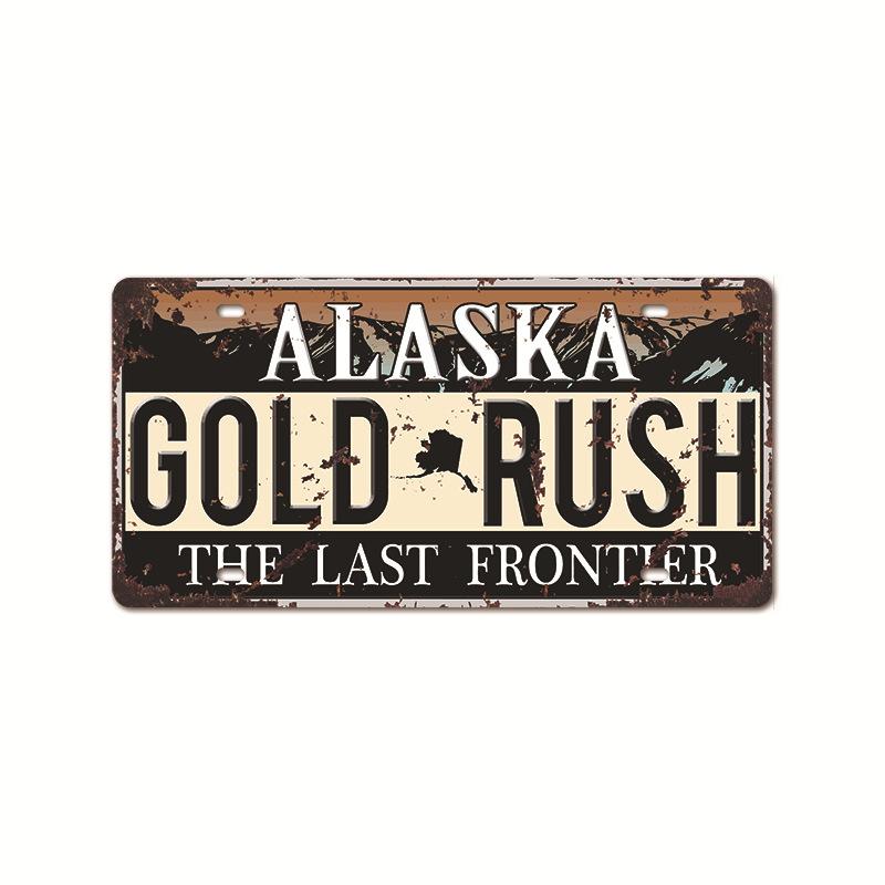 Vintage Tin Art with 1530 License Plate Design: Ideal for American - style Background Wall Decor