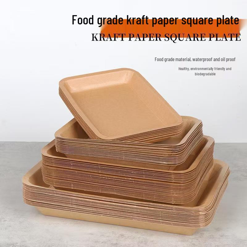 Disposable Kraft Paper Rectangular Serving Trays