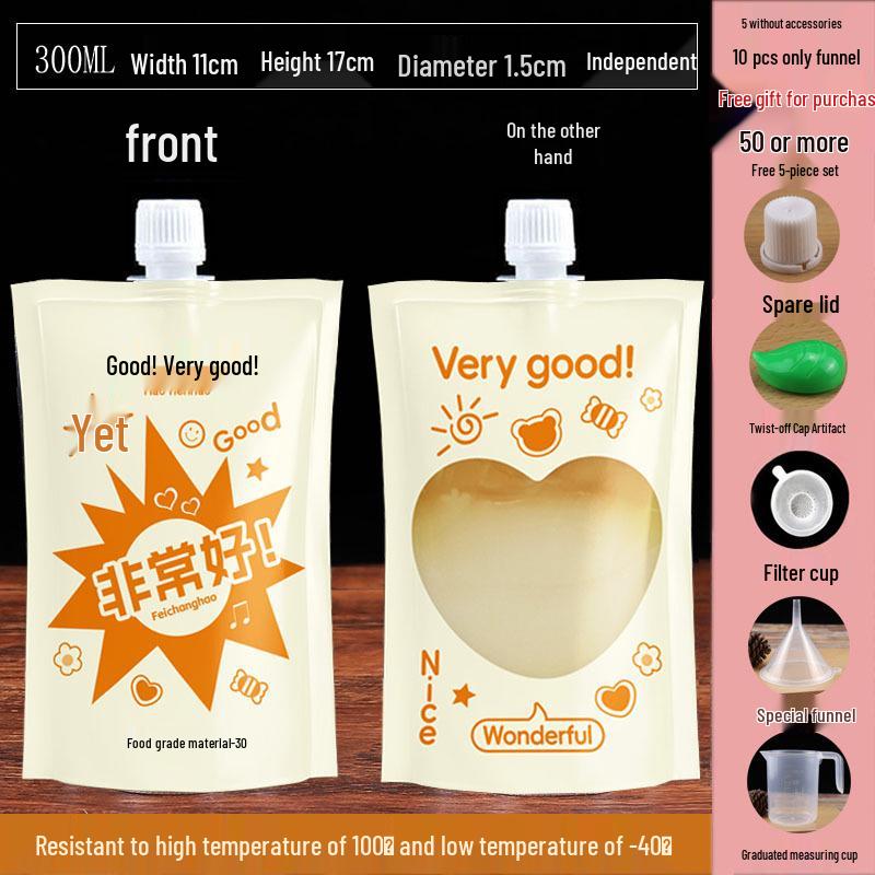 Disposable Transparent Spout Bag for Soy Milk, Chinese Medicine, Soup, or Beverages - Self-Standing and Convenient for Takeaway