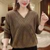 Plus Size Women's Summer Dopamine Hollow-Out Knit Top V-Neck Thin Loose Sweater