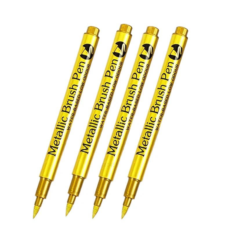 

4/6 шт. водостойкая перманентная металлическая кисть маркеры для краски DIY форма для смолы цвета: золотистый, серебряный цвет принадлежности для рисования маркеры для рукоделия