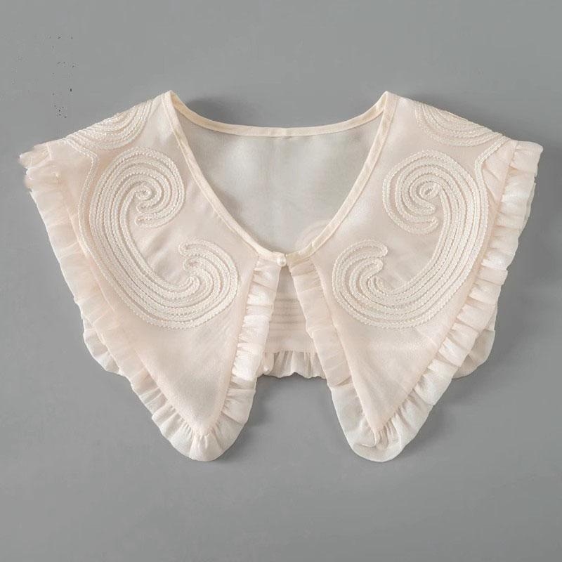 Perfect Match Pink Women Scarf Shawl Detachable Collar Tie Necklace Embroidery Lapel Fake False Collar Woman Lace Tie Neckwear Nep Kraagie