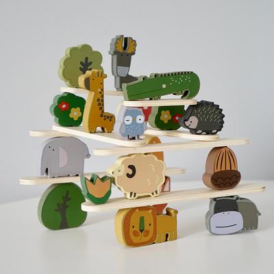 Multifunkční zvířecí stohovací hudební stavebnice dětské puzzle rovnováha otevřená dřevěná stavební hra rané vzdělávání stohovací věž