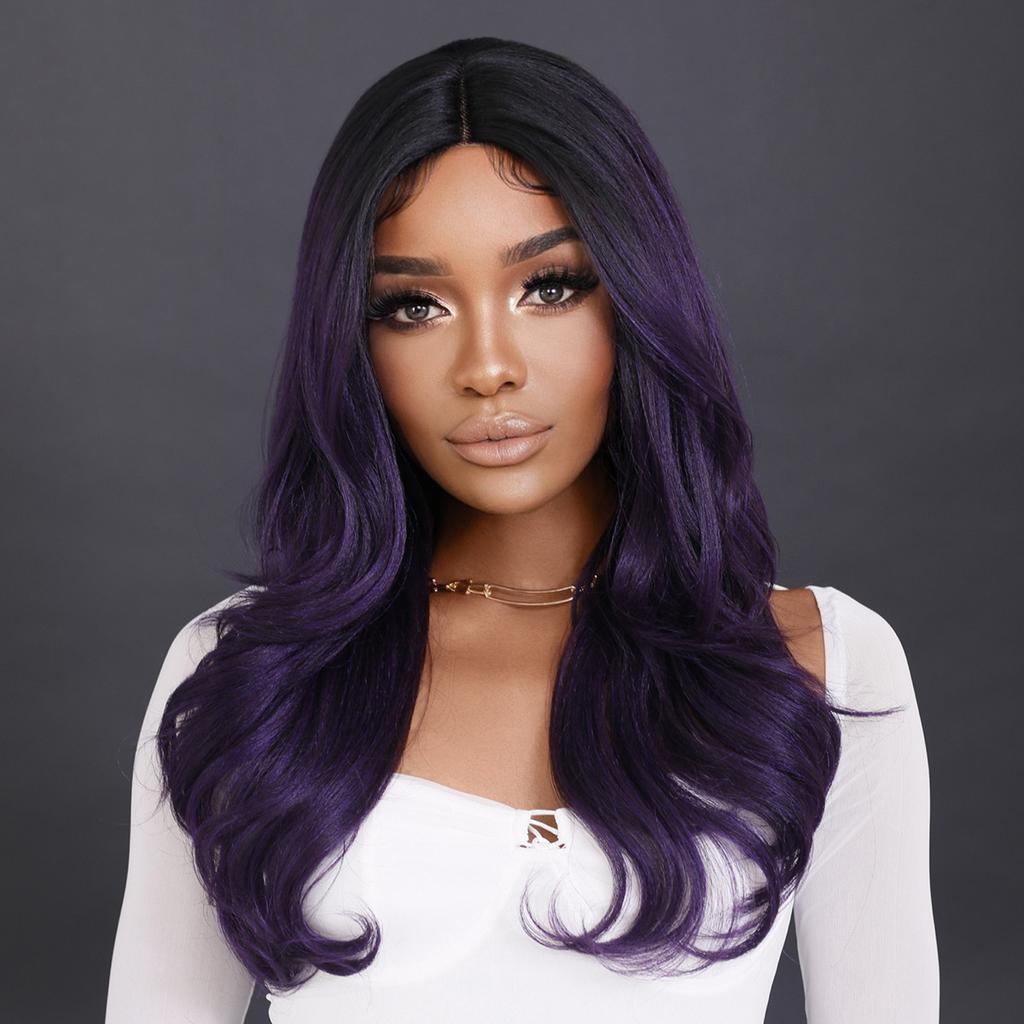 New Ladies Wig T-Part Lace Wigs Black Wave Mid-point Lace Wig Full Headgear Beauty Decoration