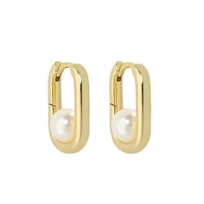 Elegant Designed Pearl Gold Plated Square Hoop Earring for Women & Girls