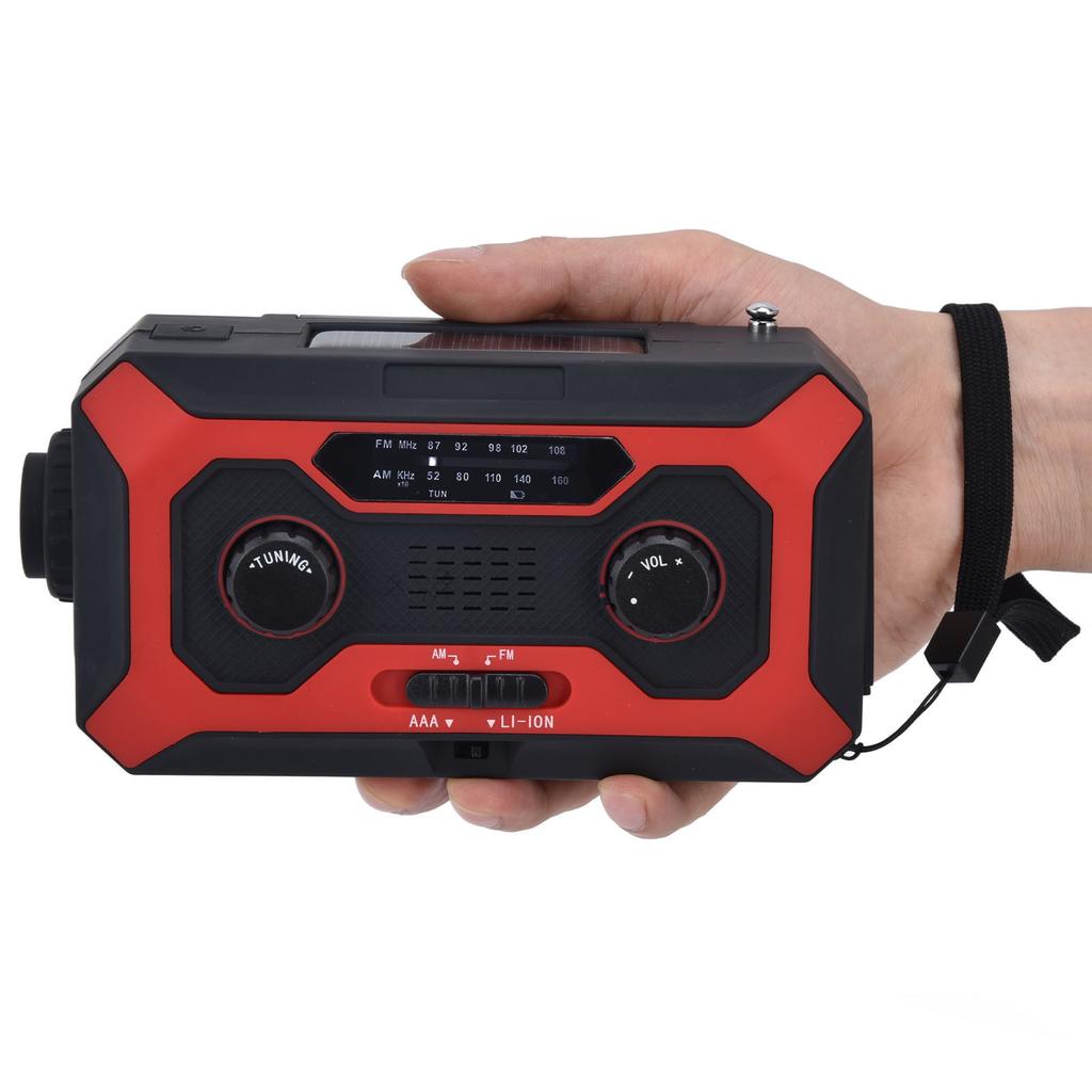 Hand Crank Emergency Weather Radio AM/AM Switching Battery Indicator Flashlight Solar Power Bank