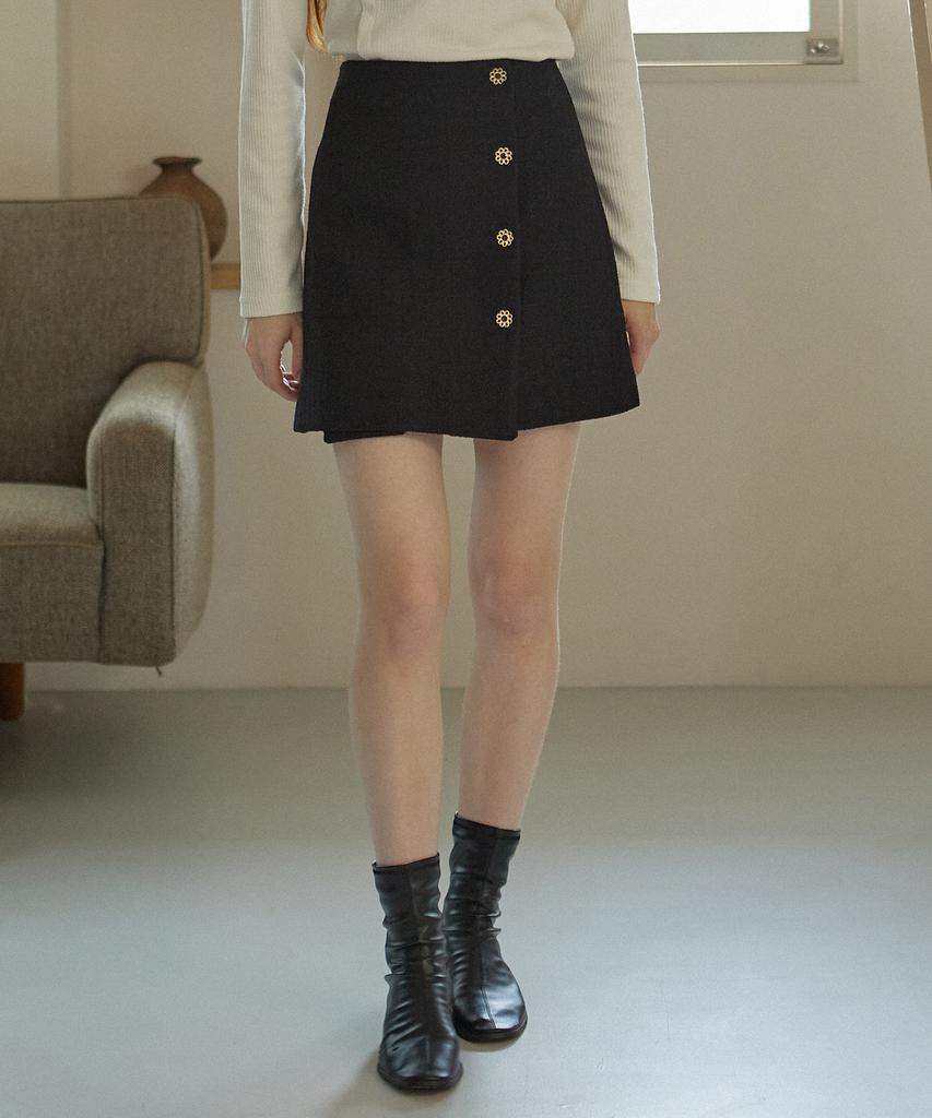 YUPPE Collar Tweed Skirt_Black
