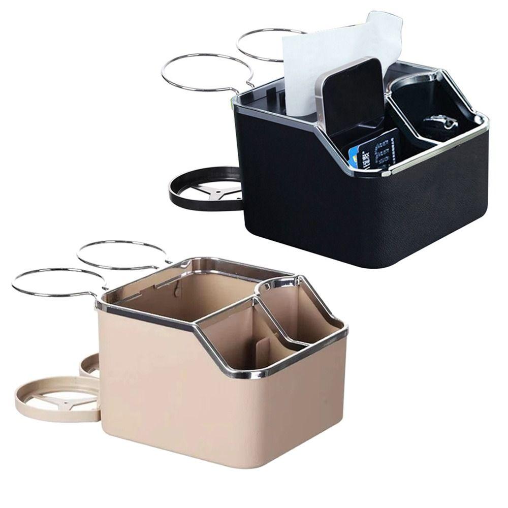 Phone Stand Car Armrest Storage Box 2 Foldable Cup Holder Car Armrest Cup Holder Tray  Trunk