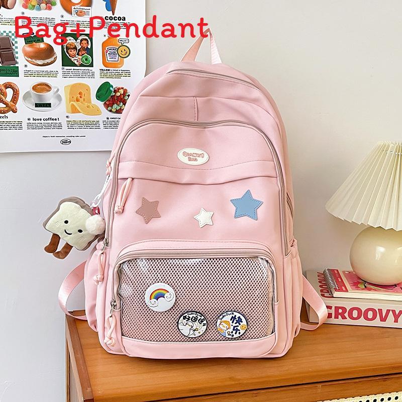 

Girl Student Backpack With Nylon Material For School And Daily Use розовый
