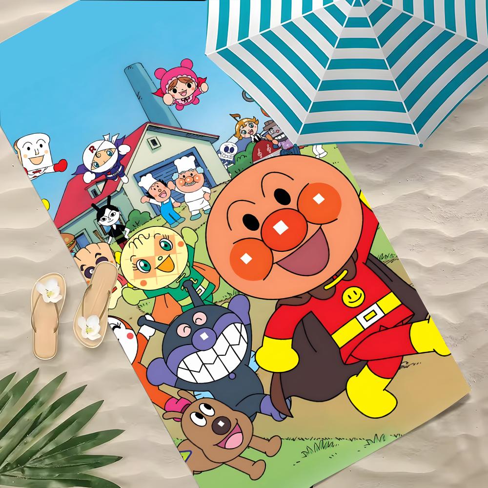 Cartoon A-ANPANMAN Towel Polyester Beach Towel Quick Dry Sand Free Bath Towel for Summer Pool Travel Vacation