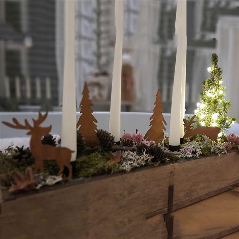 M-Modern-Metall Weihnachtsreh Weihnachtsbaumspieß 4er-Pack Außenhof Feiertagsdekoration Weihnachts-Außendekoration