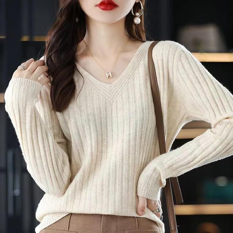 Pullover für Damen Winter V-Ausschnitt Verdickter Pullover Warm Gestrickt Dehnbar Langarm Oversize Jumper Pullover Tops