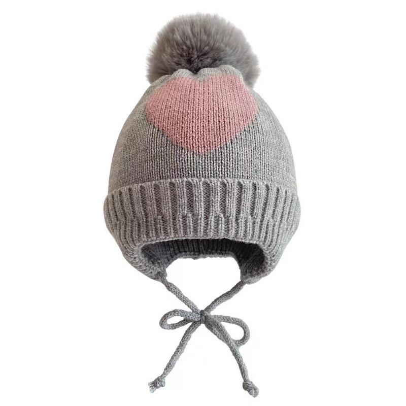 Platform, Love Knitted Baby Children's Hairball Cap, Braid, Fleece Warm Cap