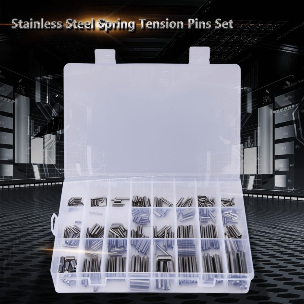 280pcs Stainless Steel Slotted Spring Pin M1.5-M8 Metric Spring Tension Pin Slotted with Box Roll Pin for Mechanical Industry