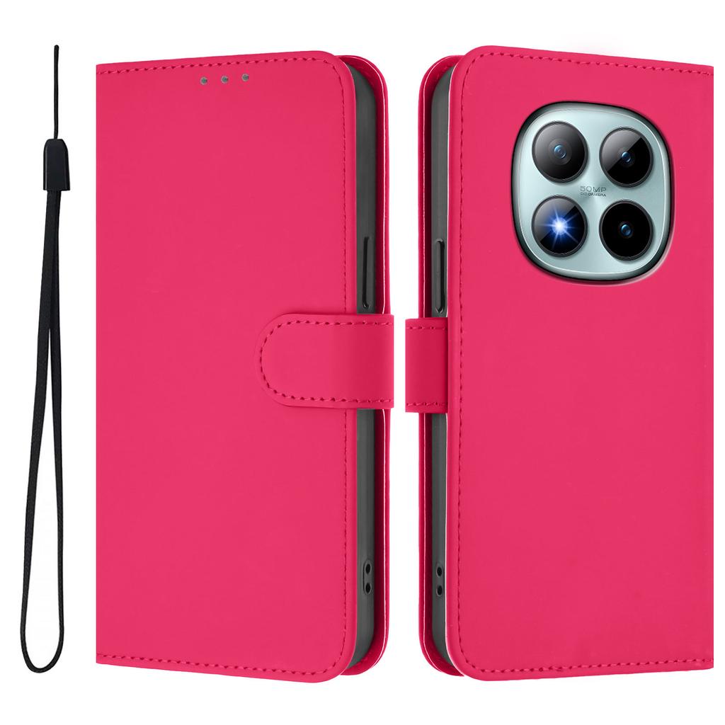 For Xiaomi Redmi Note 15 Pro+ 5G Case Solid Color Wallet Leather Phone Cover with Strap