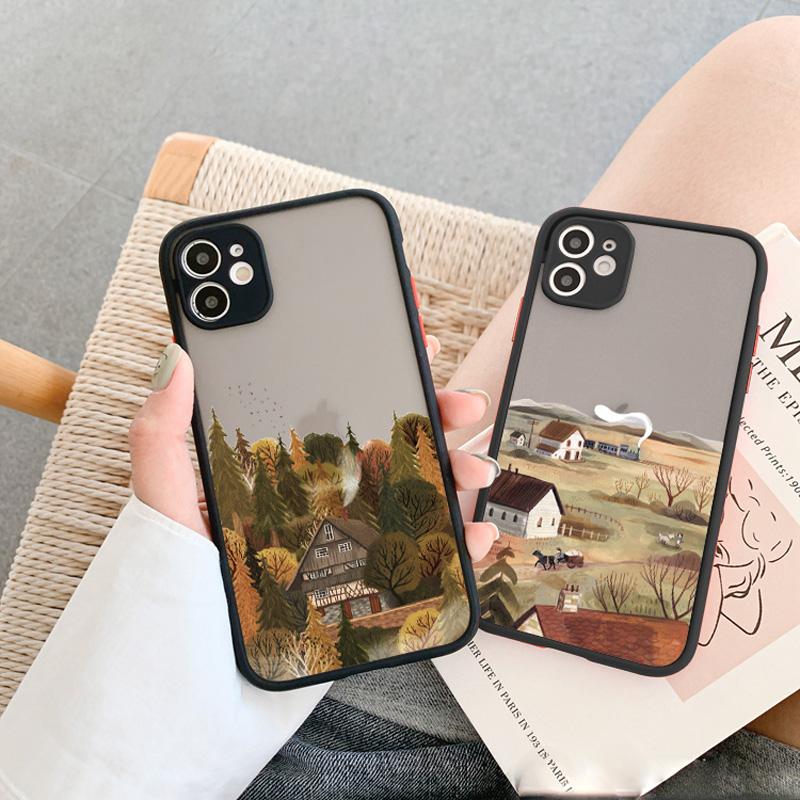 Retro Rural Scenery Phone Case For iphone X XS XR Back Cover For iPhone 16 15 14 Plus 17 16 15 14 12 13 11 Pro MAX Mini Cover