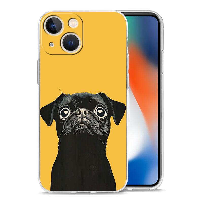 Phone Case For iPhone 17 Cases iPhone Air 16 15 12 13 14 Pro Max 7 8 Plus 16Pro iPhone11 Soft Cover Animal Pug close up