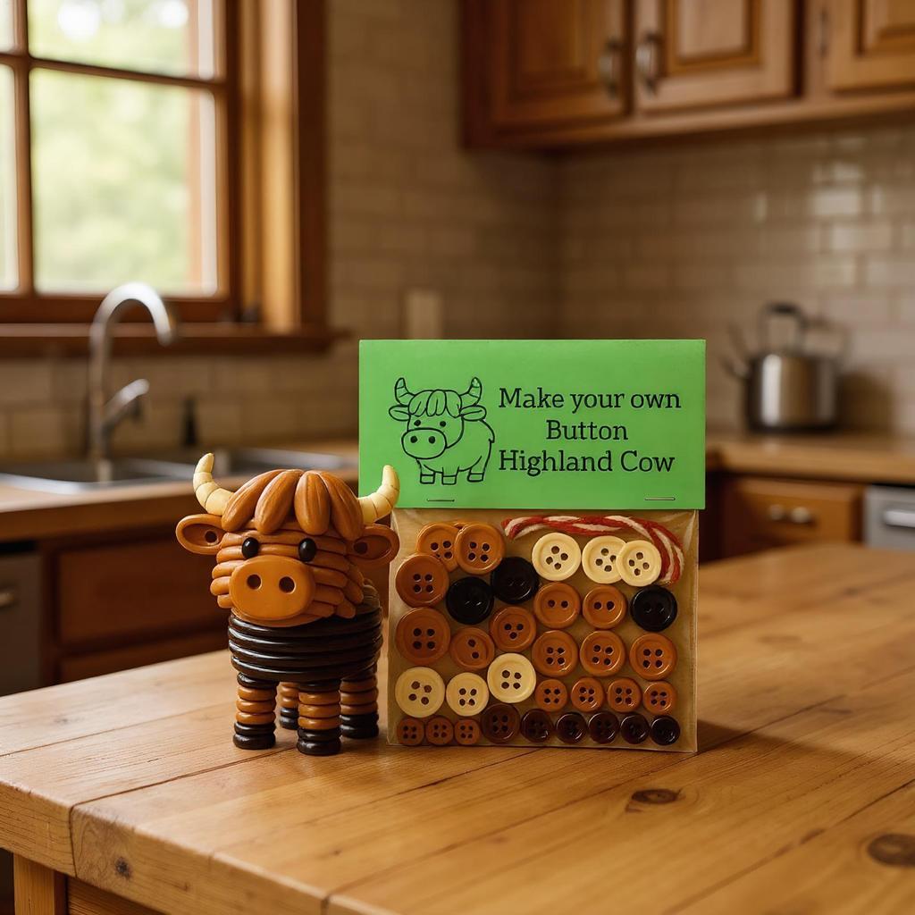 3D Animals Button Decor Handmade Button Highland Cow Decoration Kit Festive Atmosphere Props For Garden Patio Porch Indoor