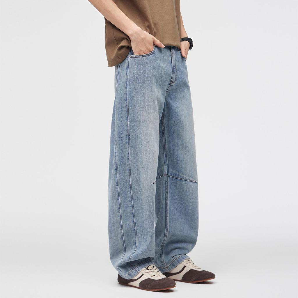 Spring New Loose Wide Leg Scimitar Jeans Men's American High Street Trend Brand Nostalgic Blue Casual Pants