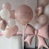 Rosa Schleife Liebe Ballon Set Transparenter BOBO Ballon Rosa Band Schleife für Geburtstag Hochzeit Babyparty Muttertag Ballon Dekoration
